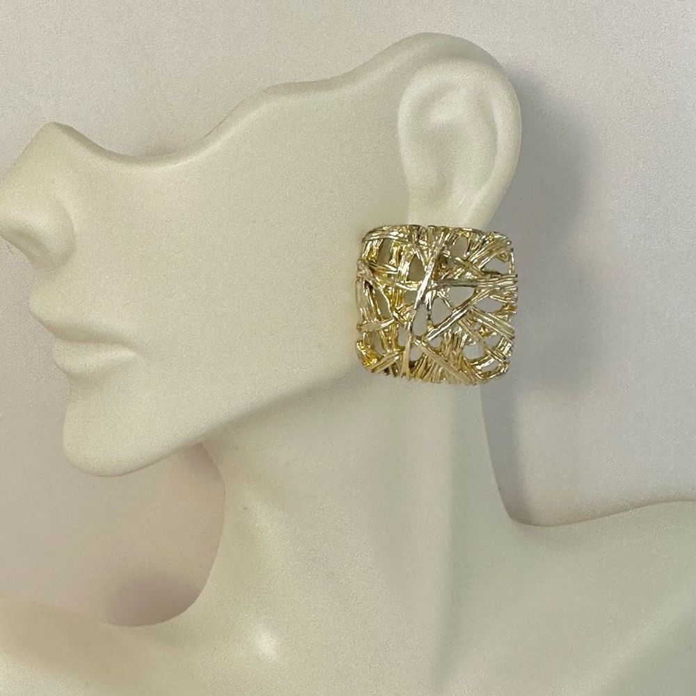 Gold tone square vintage post earrings